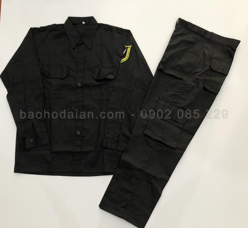 Quần áo vệ sĩ dài tay kaki 65/35 logo vai