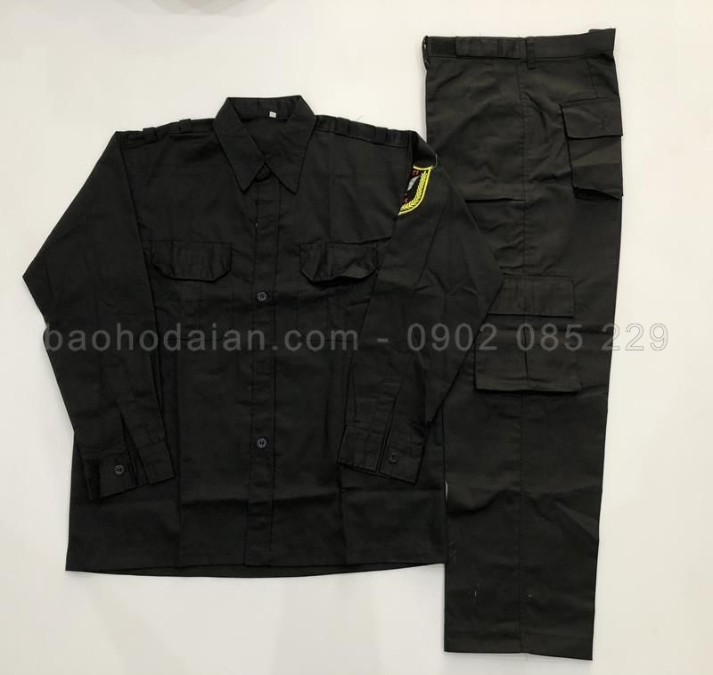 Quần áo vệ sĩ dài tay kaki 65/35 logo vai
