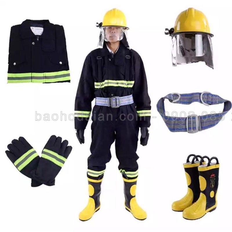 Quần áo chống cháy TT150 Fire Pro-01 loại 4 lớp màu xanh đen (loại tốt)