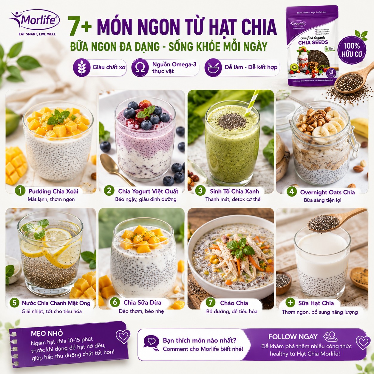 7+ Món Ngon Từ Hạt Chia Dễ Làm Mỗi Ngày | Công Thức Healthy Đơn Giản Cho Cả Gia Đình