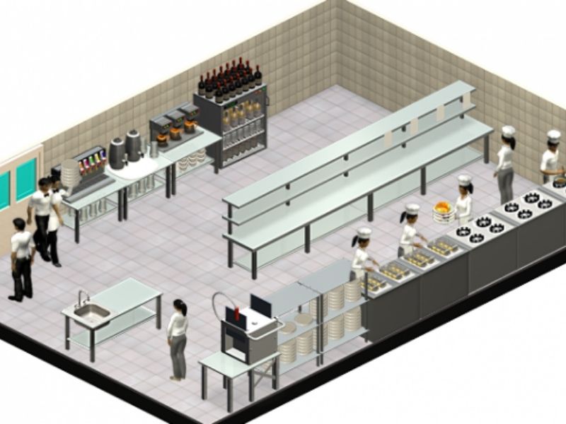 bản vẽ thiết kế bếp nhà hàng 3D loại 3