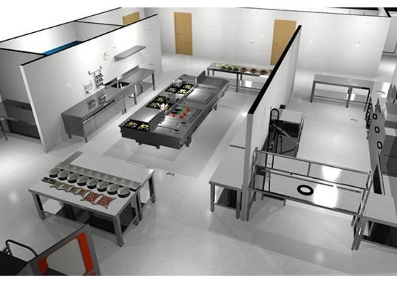 bản vẽ thiết kế bếp nhà hàng 3D loại 4