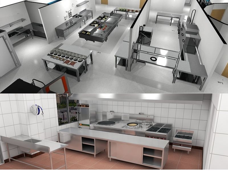 bản vẽ thiết kế bếp nhà hàng 3D loại 5