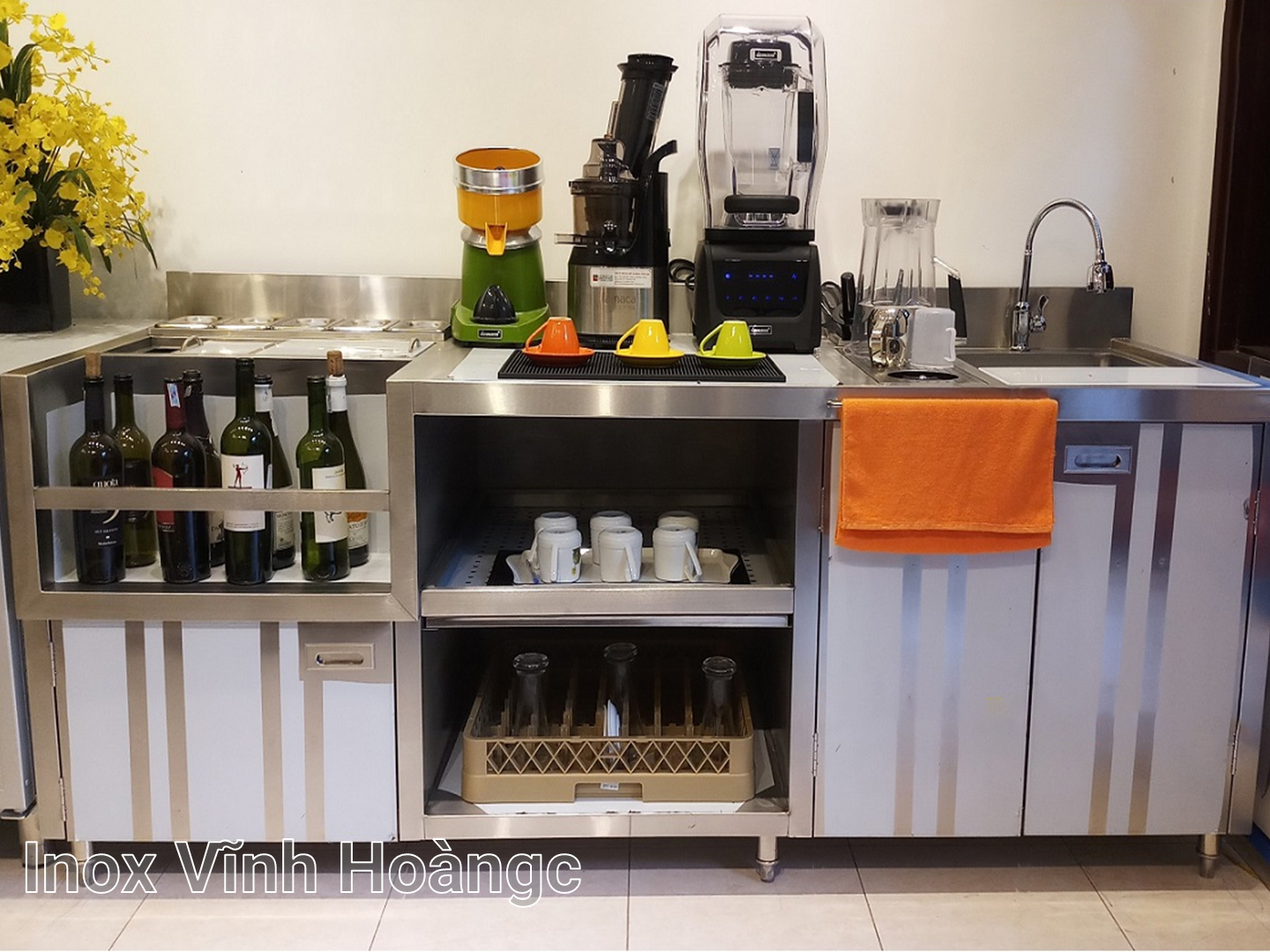 quầy pha chế cafe inox 304 dày 1 ly