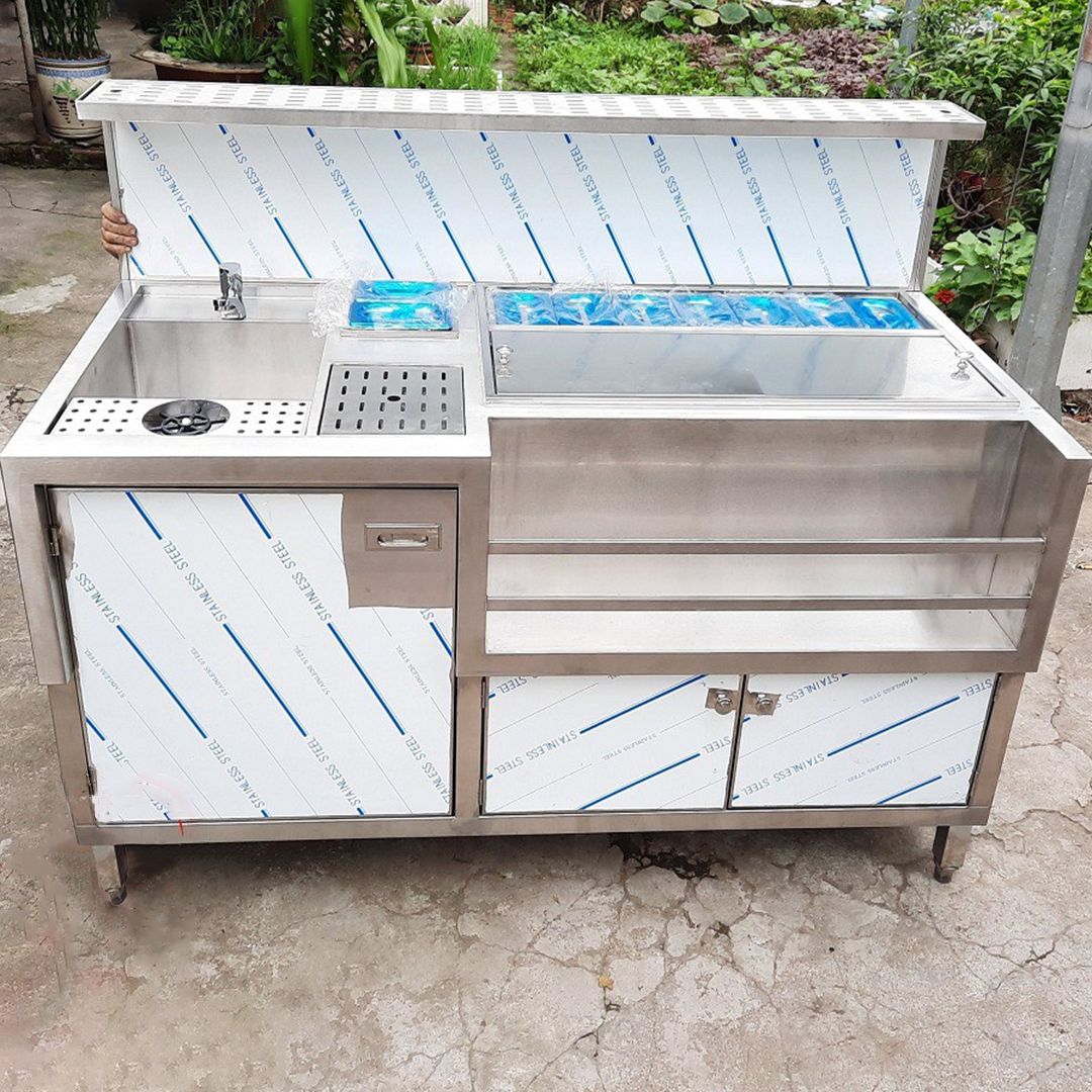 quây pha chế mini làm bằng inox