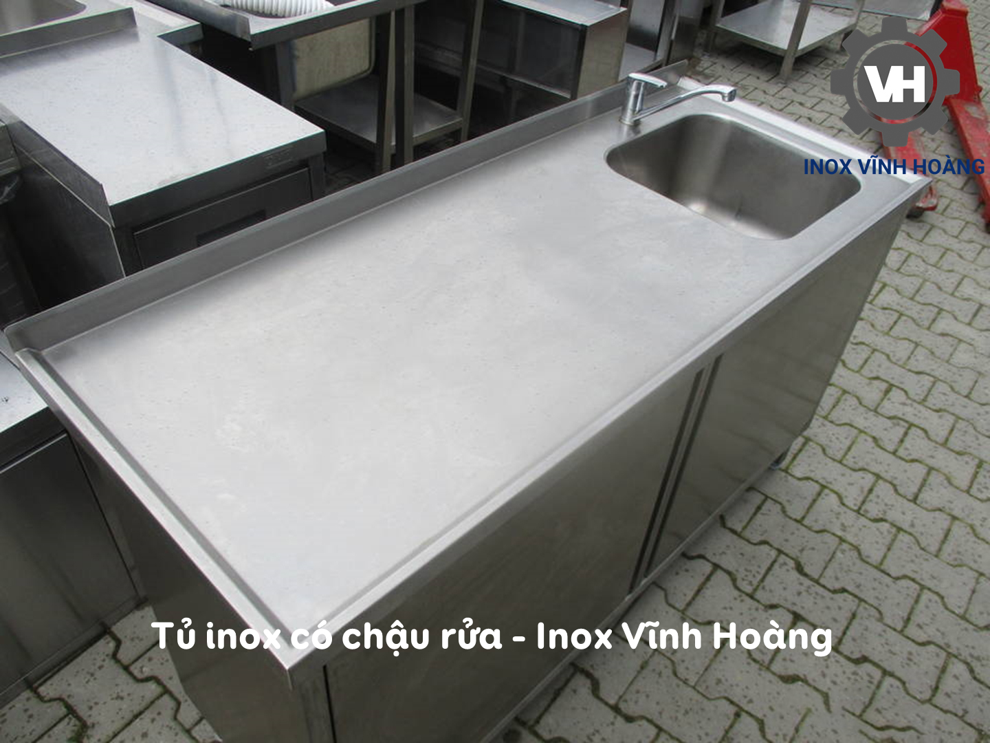 tủ inox có bồn rửa loại dài