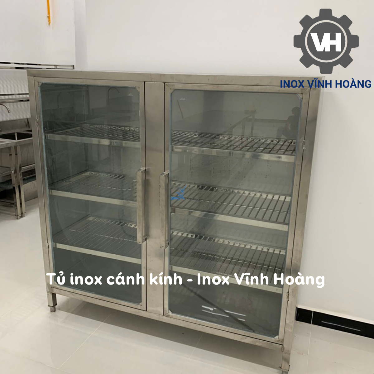 Tủ inox kính đựng thức ăn đồ đạc loại nhỏ