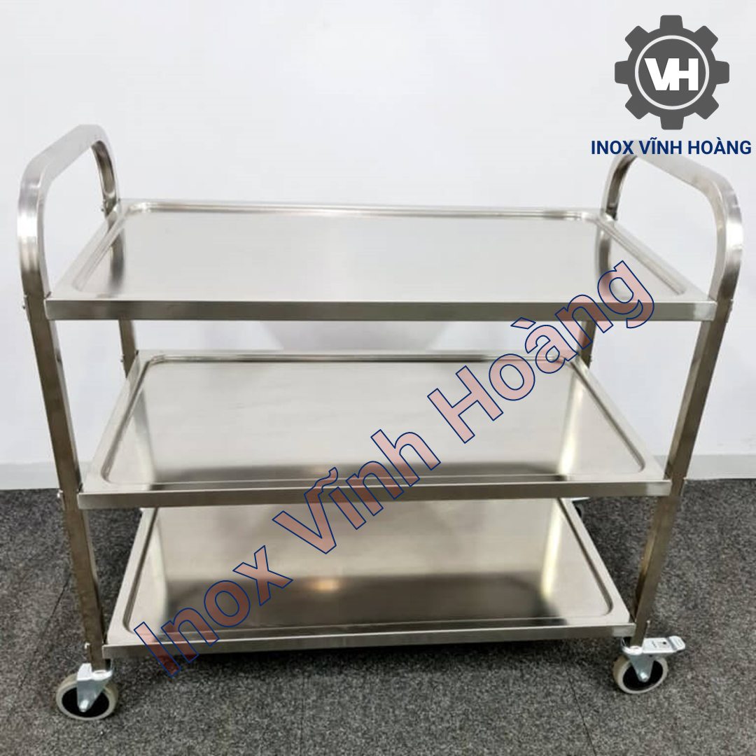 Xe đẩy inox 3 tầng sản xuất tại inox vĩnh hoàng