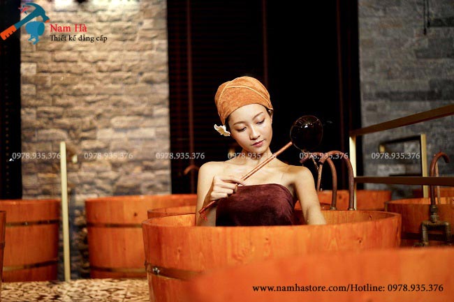 Thùng gỗ ngâm người cho Spa