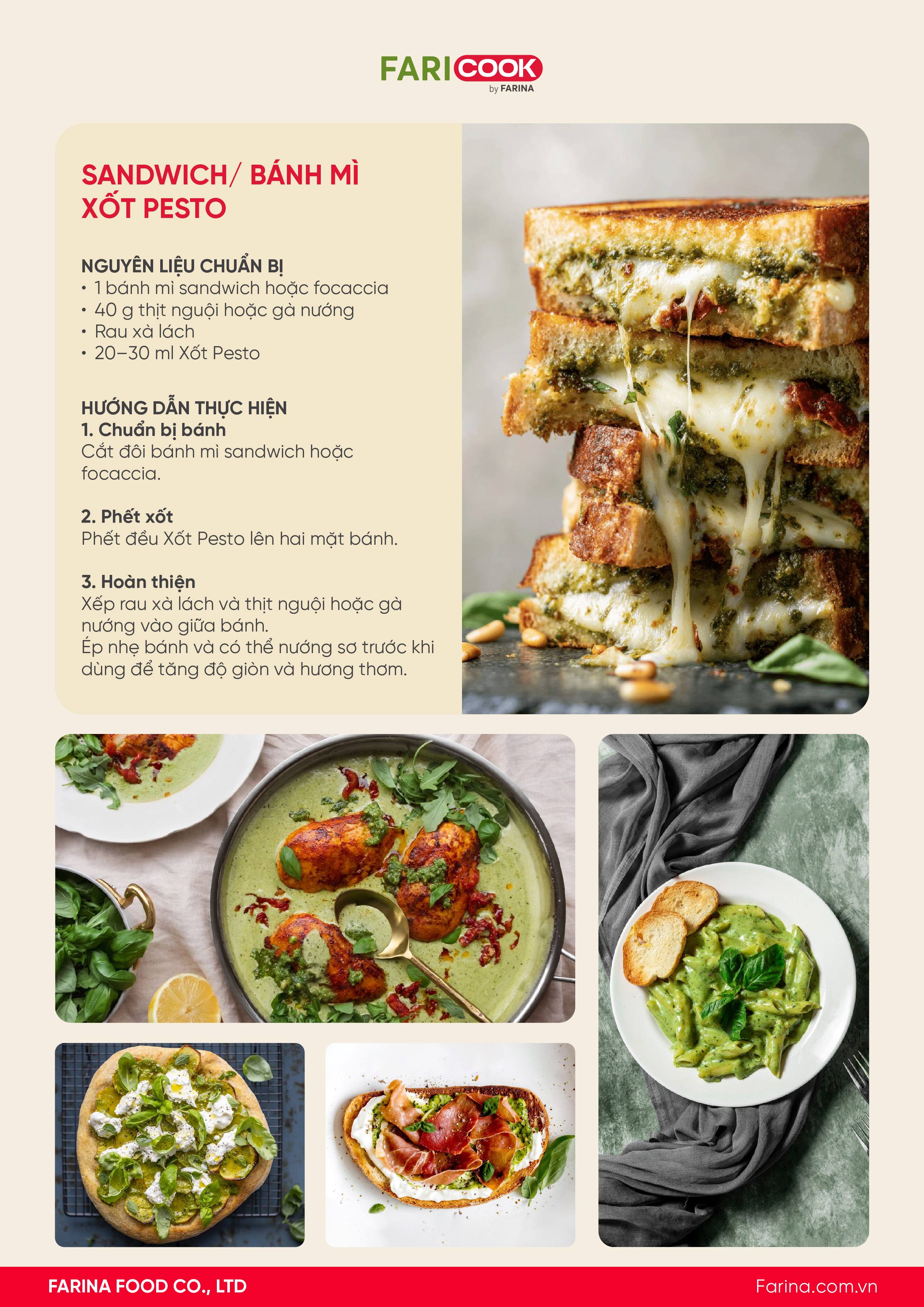 CÔNG THỨC SANDWICH/ BÁNH MÌ XỐT PESTO