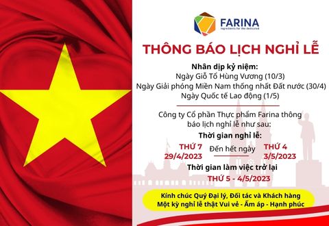 Thông báo lịch nghỉ lễ Giỗ tổ Hùng Vương và 30/4 – 1/5