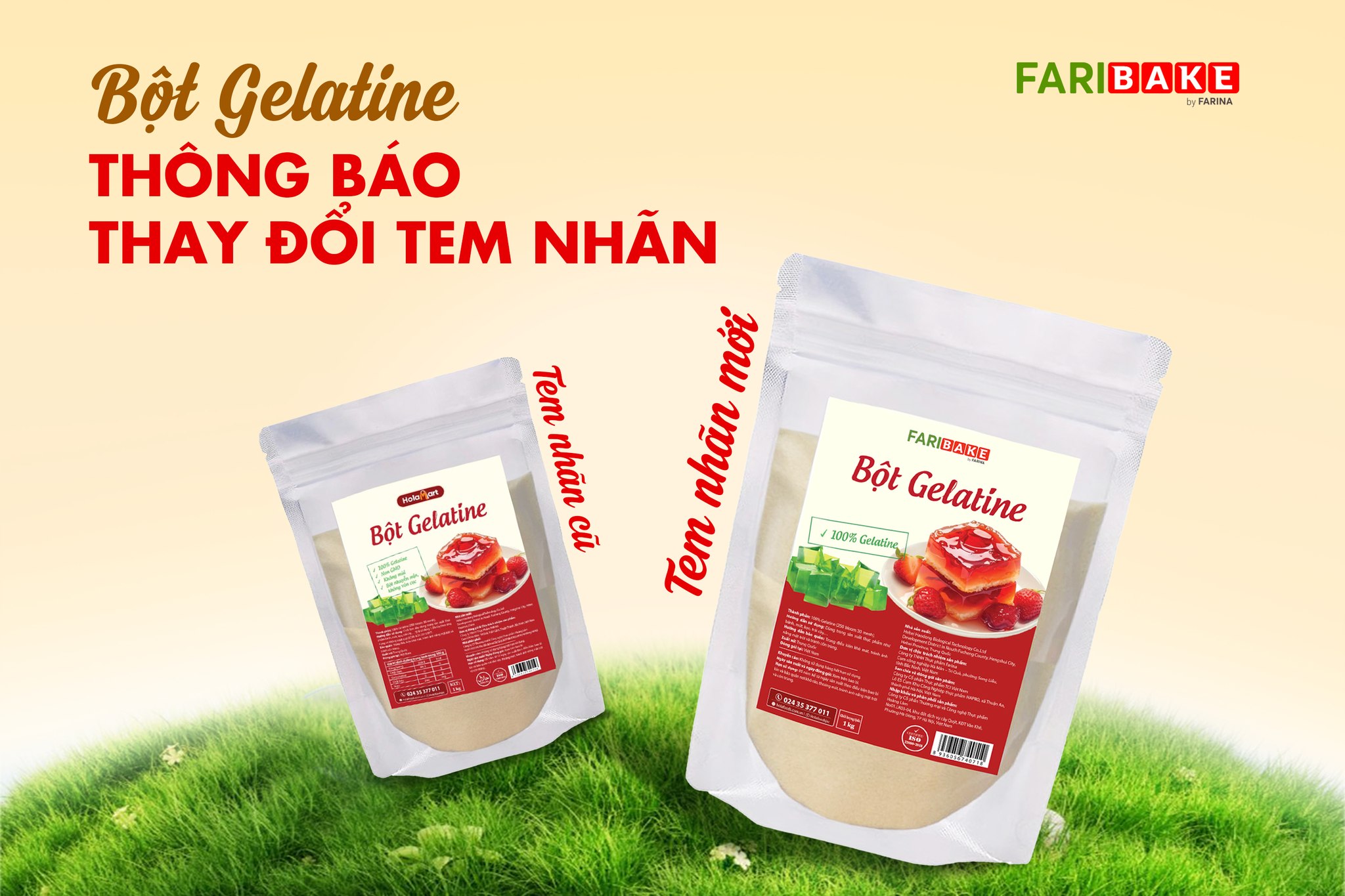 THÔNG BÁO THAY ĐỔI TEM NHÃN SẢN PHẨM BỘT GELATINE📣