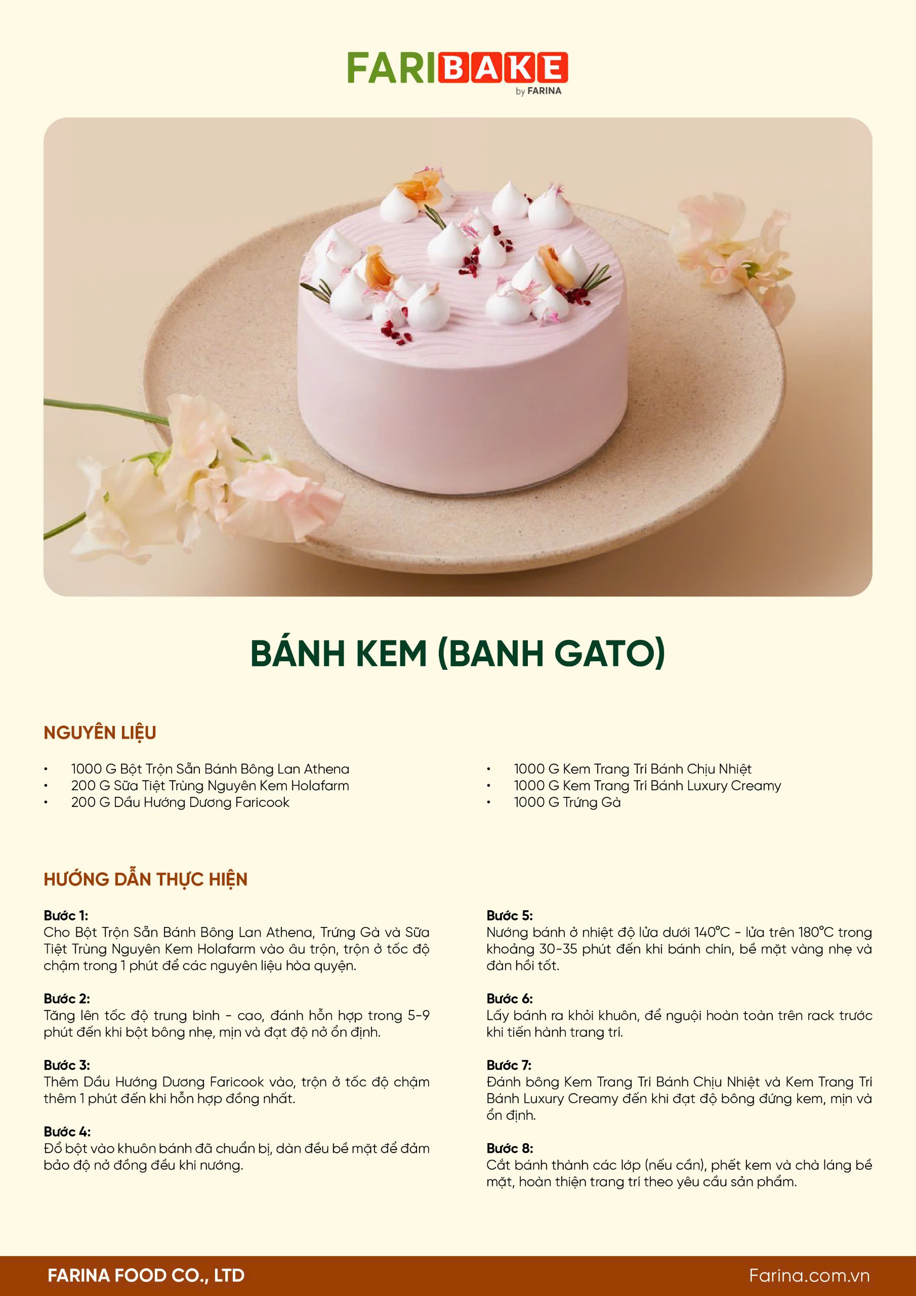 CÔNG THỨC BÁNH KEM (BÁNH GATO)