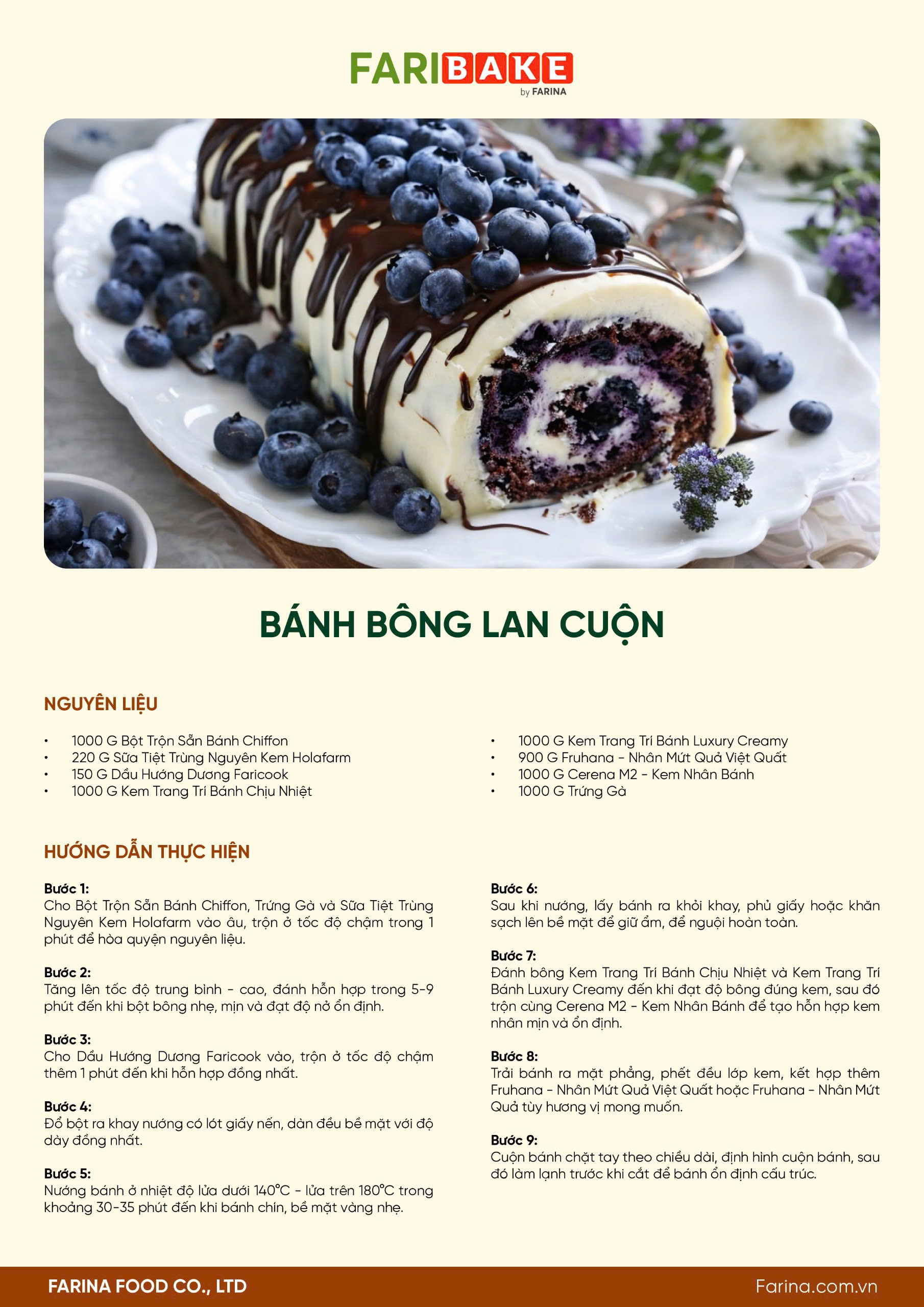 CÔNG THỨC BÁNH BÔNG LAN CUỘN