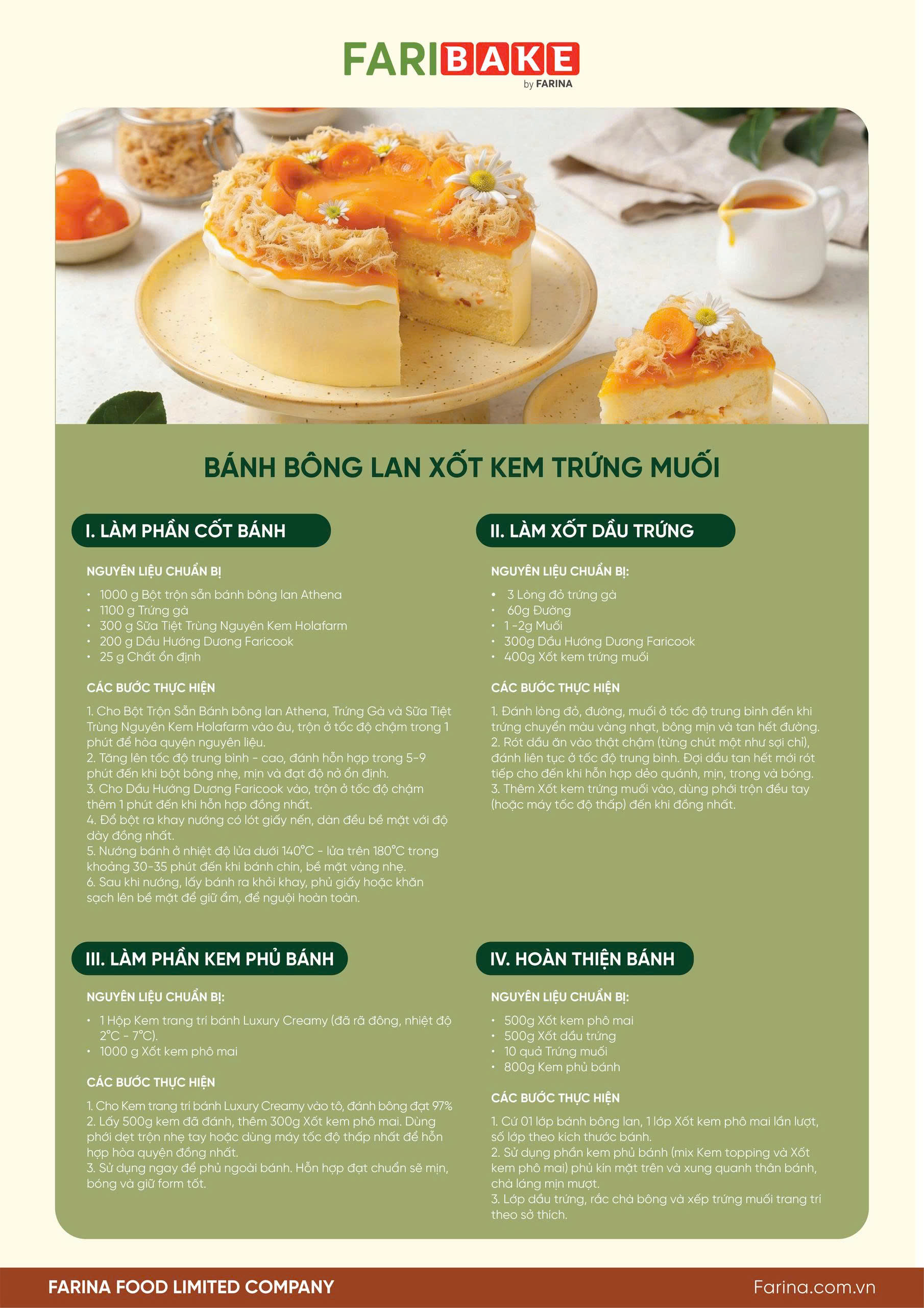 CÔNG THỨC BÁNH BÔNG LAN XỐT KEM TRỨNG MUỐI