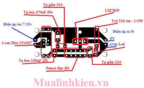 Hướng dẫn làm mạch ổn áp 5v đơn giản dùng LM7805 Hướng dẫn làm mạch ổn áp 5v đơn giản dùng LM7805