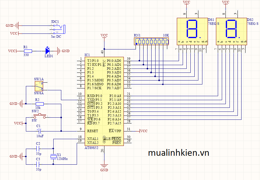 [HỌC 8051] BÀI 6 : ĐIỀU KHIỂN NÚT NHẤN - MẠCH HIỂN THỊ SỐ 2 CHỮ SỐ BẤT KỲ