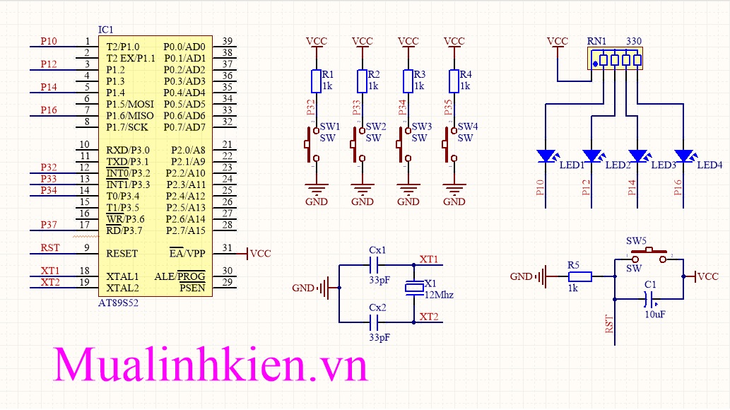 [KIT 89S52_V2] Hướng dẫn điều khiển nút nhấn