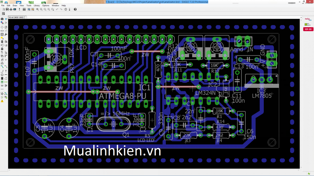 Mạch nháy nhạc LCD 16x2 dùng atmega8 Mạch nháy nhạc LCD 16x2 dùng atmega8