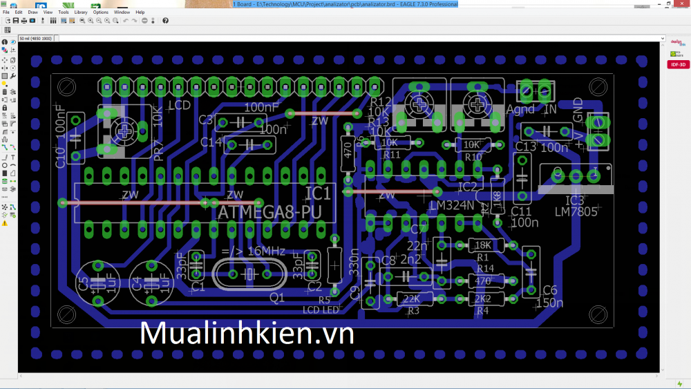 Mạch nháy nhạc LCD 16x2 dùng atmega8