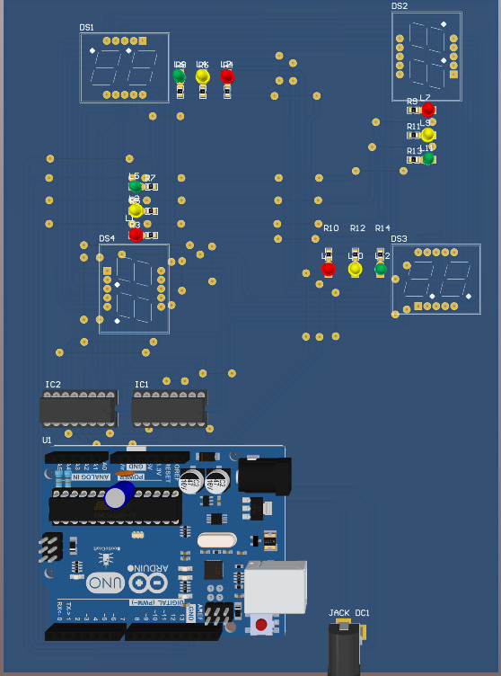 Mạch Mô Phỏng Đèn Giao Thông Ngã Tư - Arduino