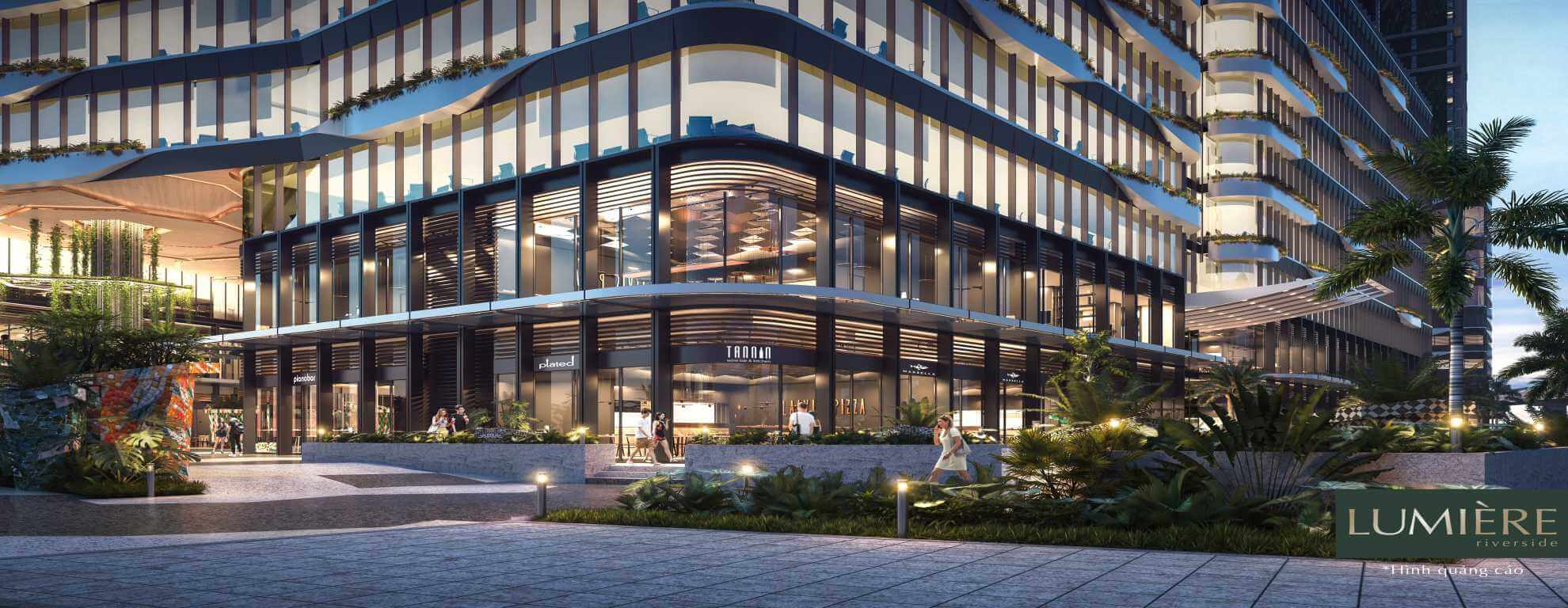 phối cảnh khu shophouse dự án Lumiere Riverside