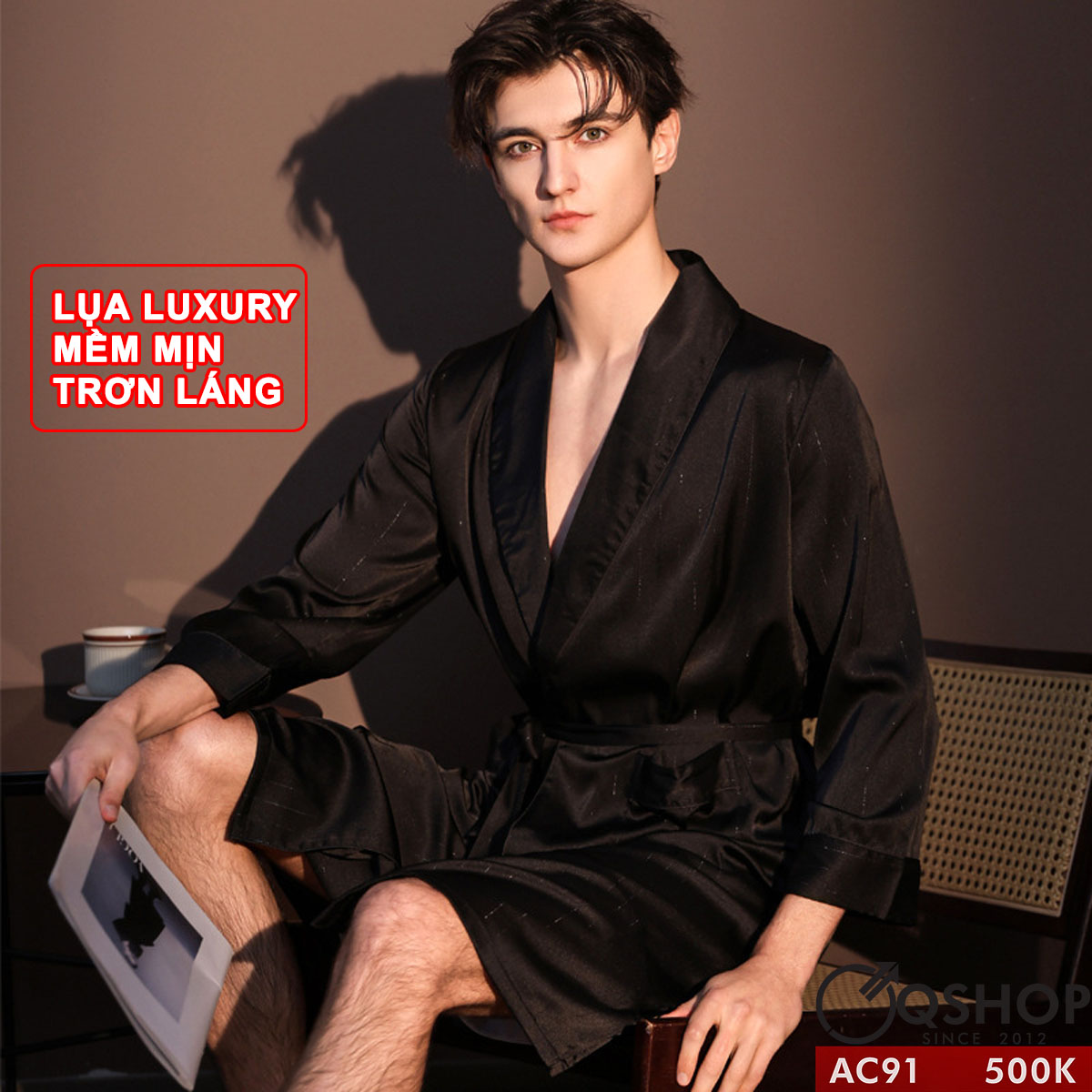 AC91 - Áo choàng tắm nam lụa mềm mát