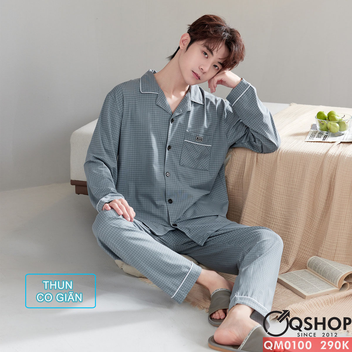 QM0100 - Bộ đồ ngủ pijama nam thun