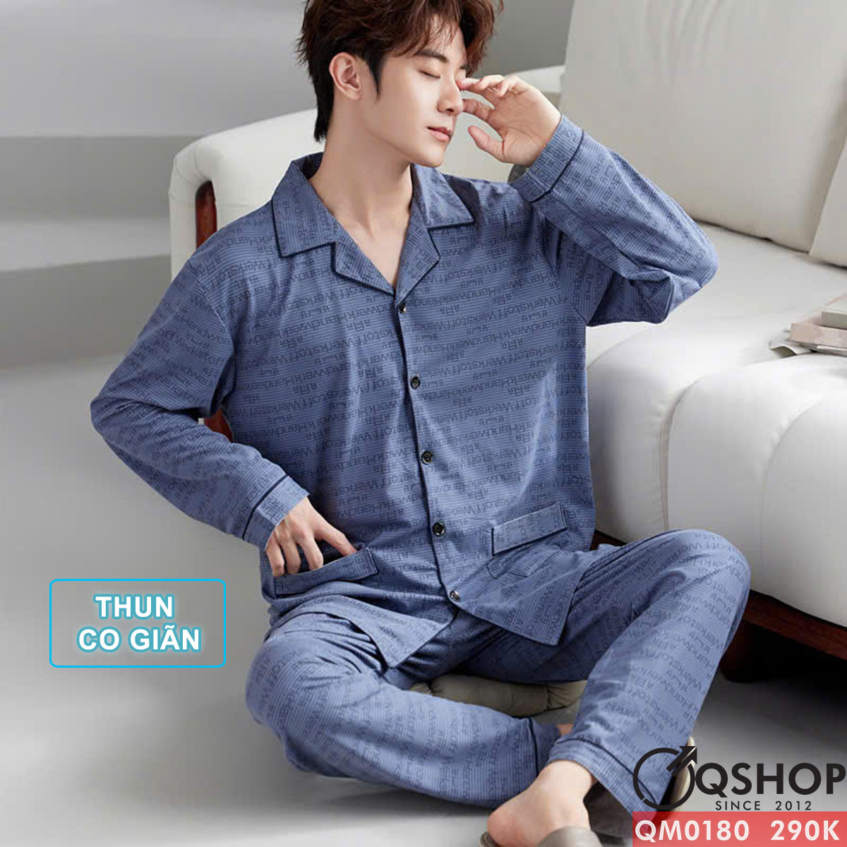 QM0180 - Bộ đồ ngủ pijama người lớn thun co giãn