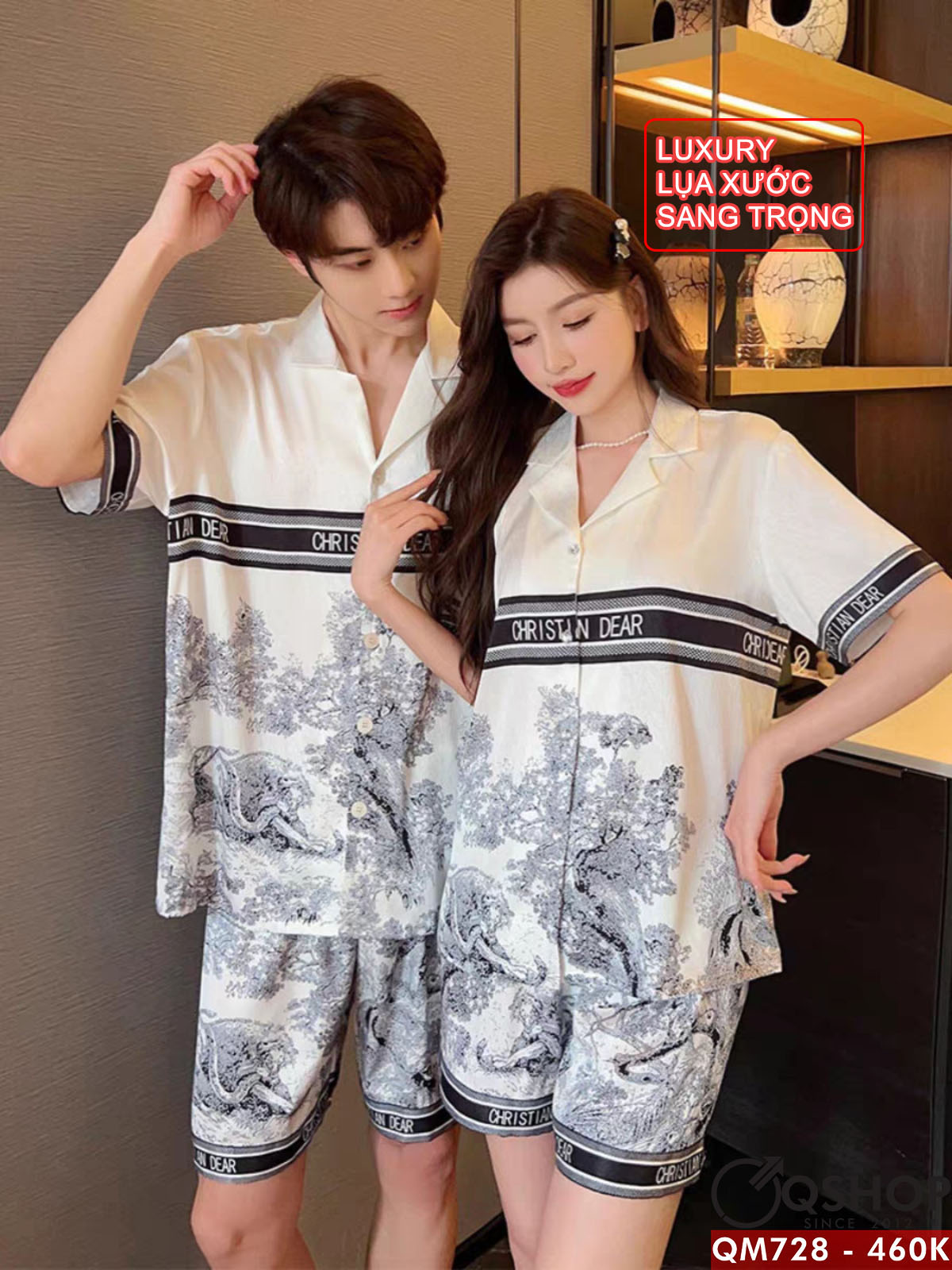 Pijama Lụa Quần Ngắn In Pony Kem – Callia.vn