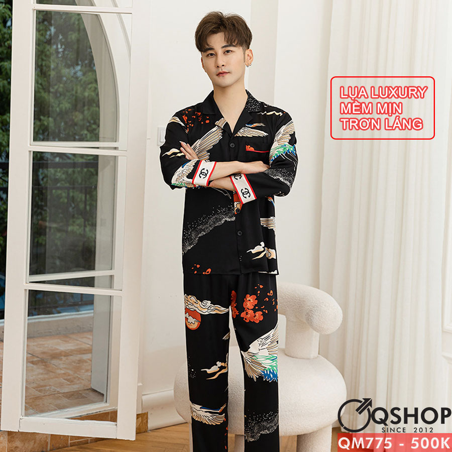 [Sale tại web 30%] Bộ đồ pijama nam Luxury quần dài tay dài mềm mịn QM775