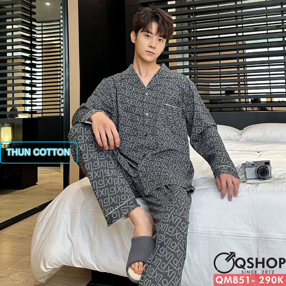 Bộ đồ ngủ cotton mặc nhà tay dài quần dài C045 - Vingo Việt Nam