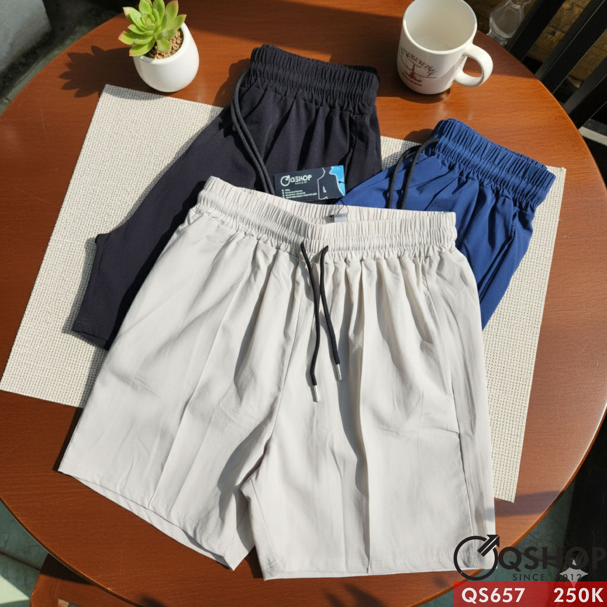 Quần short nam đi chơi, tập gym màu trơn đơn giản QS657