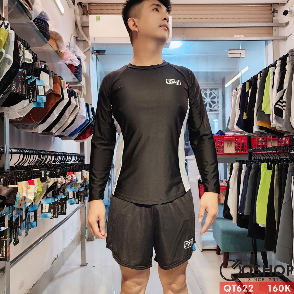 QT622 - Quần đùi 2 lớp đa năng bơi gym thể thao