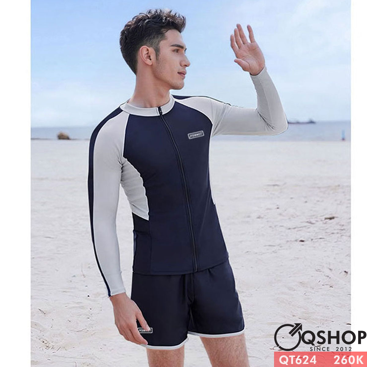 QT624 - Bộ đồ bơi nam quần đùi tay dài