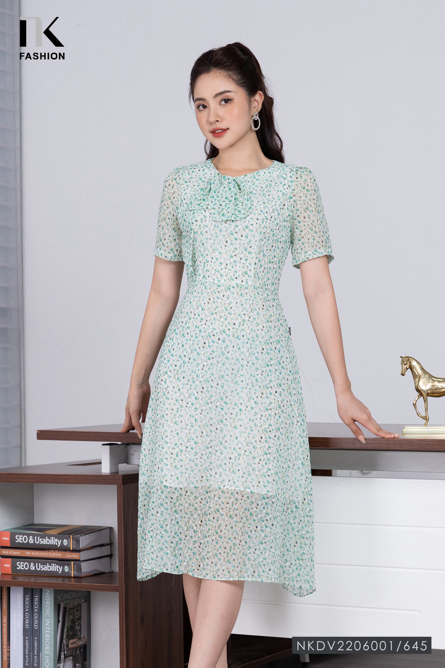 Đầm suông lai bèo vải voan( 2 màu) - Quần Áo Xưởng May ANN