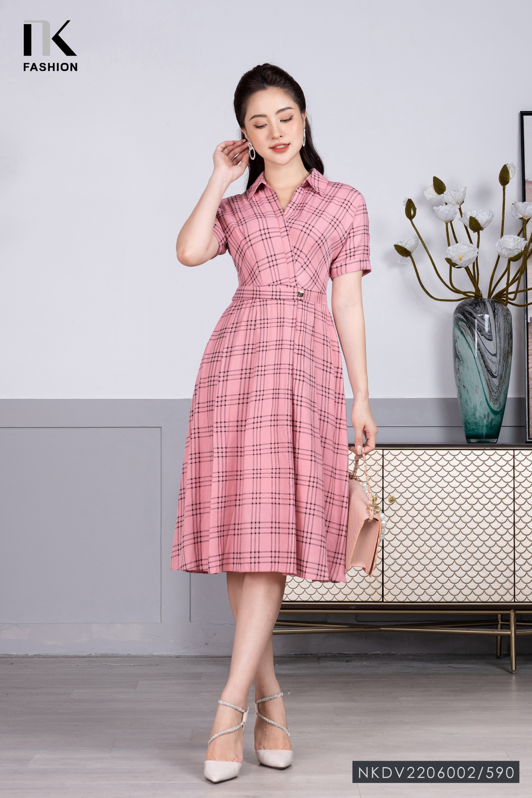 Chân váy công sở caro dáng suông CV06-13 | Thời trang công sở K&K Fashion