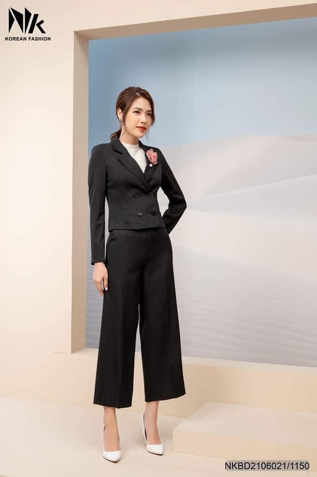 Set bộ đồ áo Vest nữ quần ống rộng cao cấp | Shopee Việt Nam