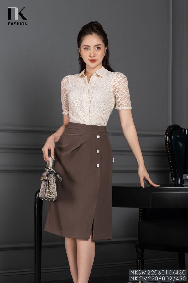 20/V087/01 VÁY SUÔNG, CỔ ĐỨC, CT, HOA CÚC Zen Fashion