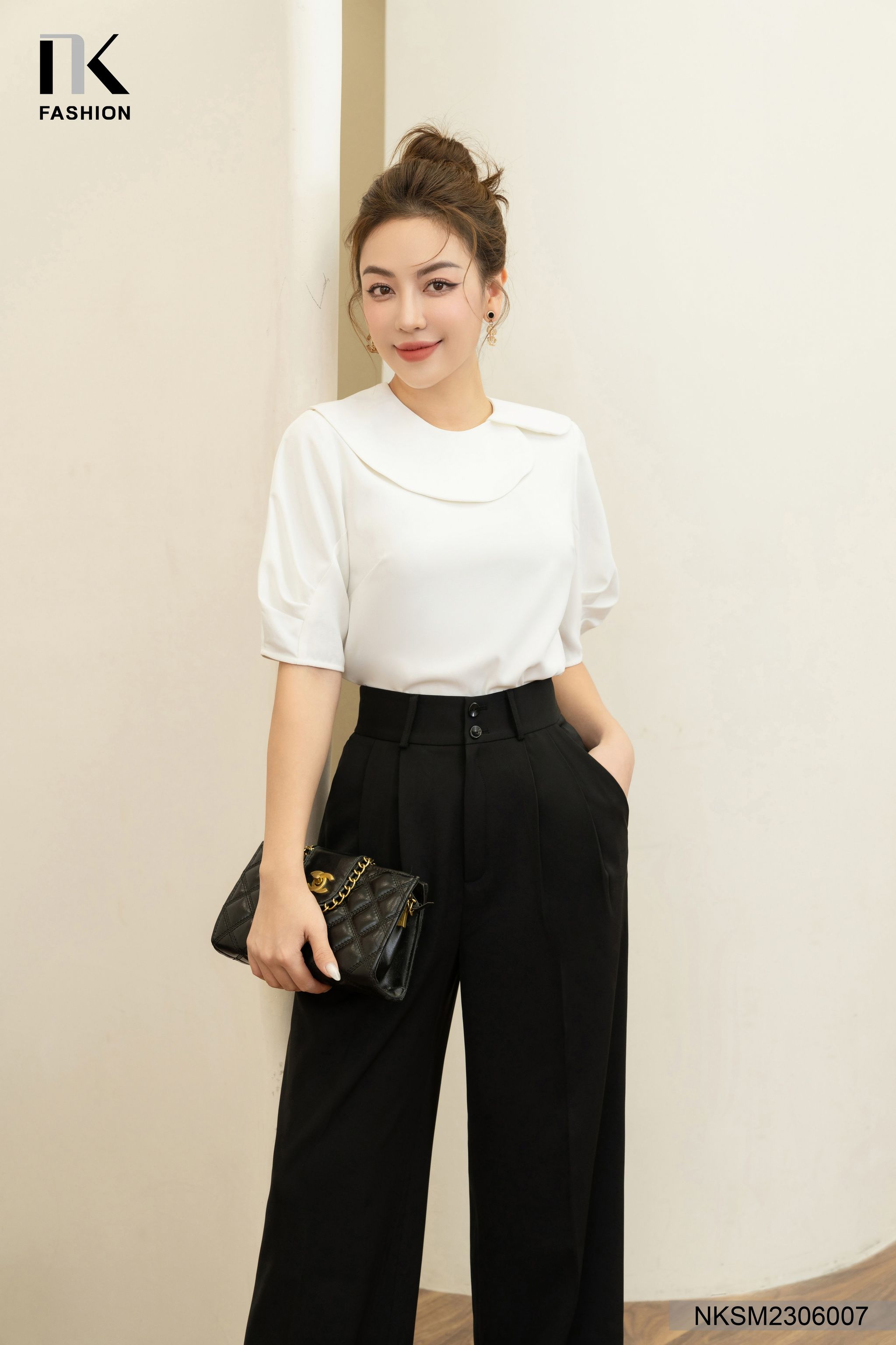 Áo Sơ Mi Tay Lỡ Cổ Sen NKSM2306007