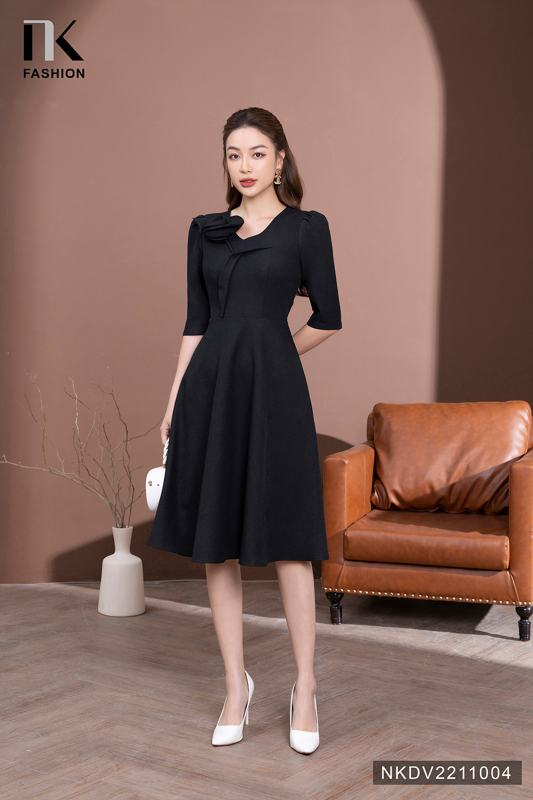 Váy xòe hoa gấm lụa mặc 2 kiểu đầm trễ vai nữ đi chơi cao cấp DN617 - Váy  Fashion