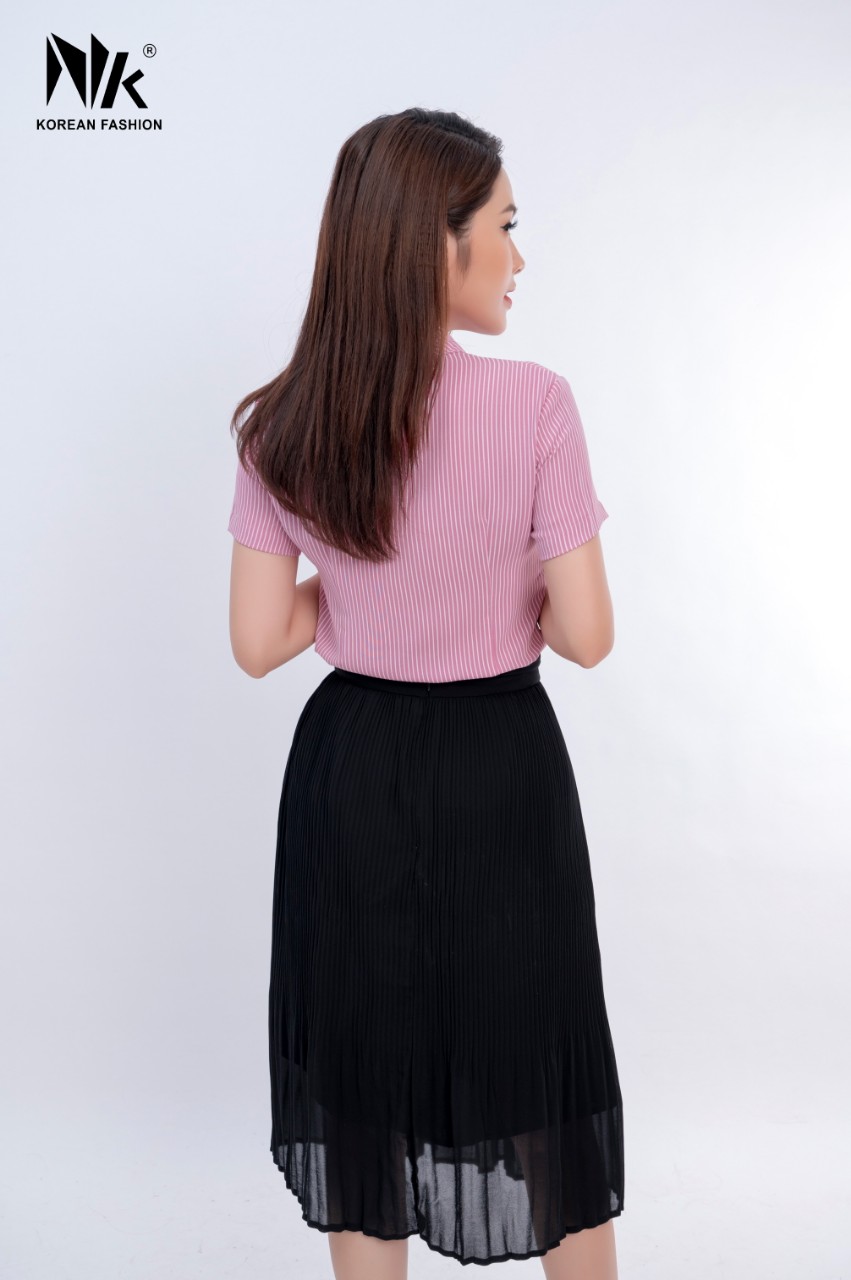 Sơ Mi Cổ Đức Kẻ Cộc Tay NKSM2106001 Sơ Mi Cổ Đức Kẻ Cộc Tay Nksm2106001