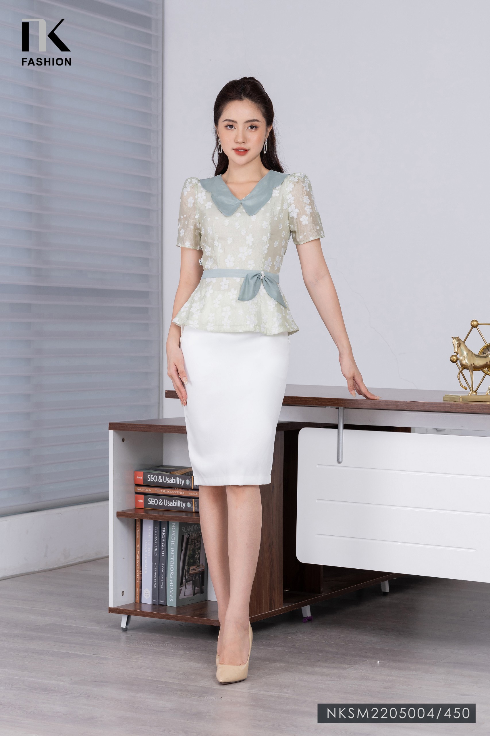 Áo Sơ Mi Nữ Dáng Peplum Công Sở Nk Fashion Thiết Kế Cổ Kiểu Thanh Lịch,