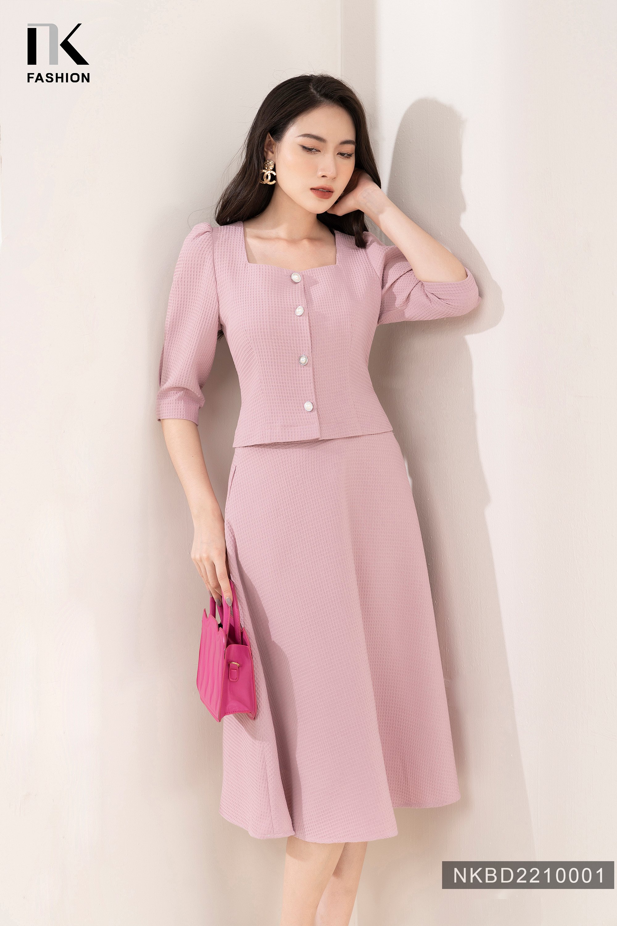 Chân váy đỏ dáng xòe lưng cao CV07-12 | Thời trang công sở K&K Fashion