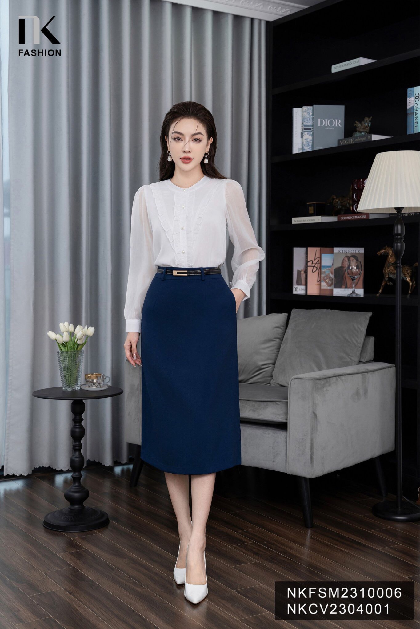 Chân váy bút chì đen công sở dáng dài CV03-25 | Thời trang công sở K&K  Fashion