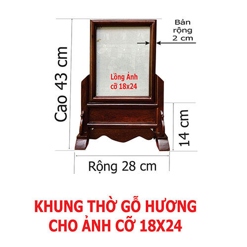 KHUNG THỜ CỠ 18X24 ĐƠN