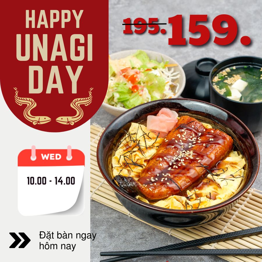Thứ 4 - UNAGI DAY - CƠM LƯƠN NHẬT CHỈ 159K
