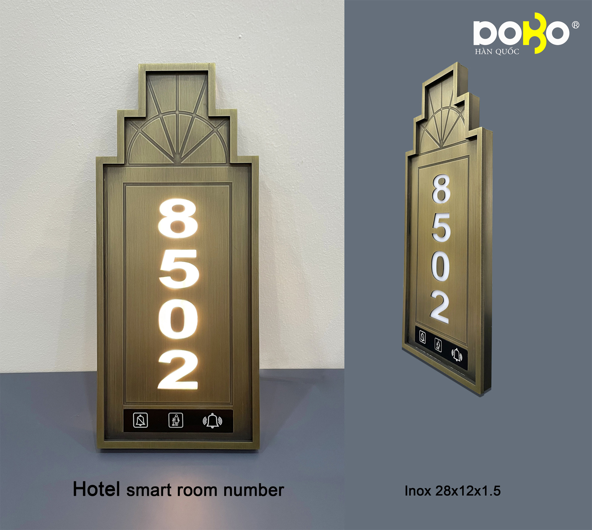 BIỂN SỐ PHÒNG KHÁCH SẠN CAO CẤP 800x150x100mm
