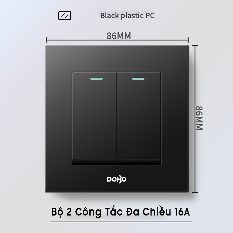 Bộ công tắc đôi đa chiều 16A  K50Đ-88005S màu đen