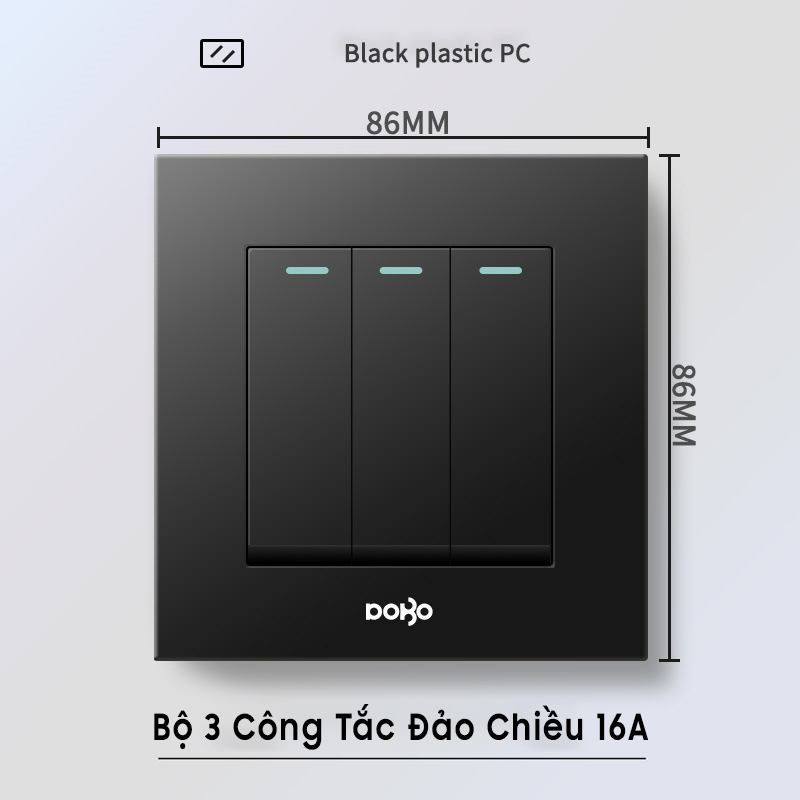 Bộ công tắc ba đảo chiều 16A K50Đ-88007 màu đen